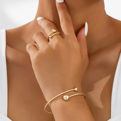CapeGlow® Tumi – European & American Twisted Bangle & Ring Set