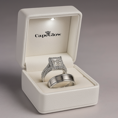 CapeGlow® Lethabo – Royal Bridal & Couple Ring Set 💍