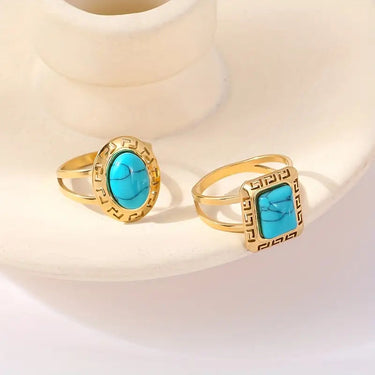 CapeGlow® Masego – Retro Turquoise Statement Ring Capeglow