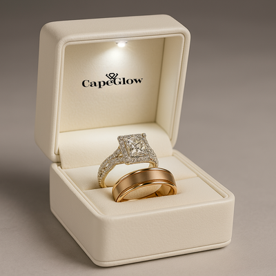 CapeGlow® Lethabo – Royal Bridal & Couple Ring Set 💍