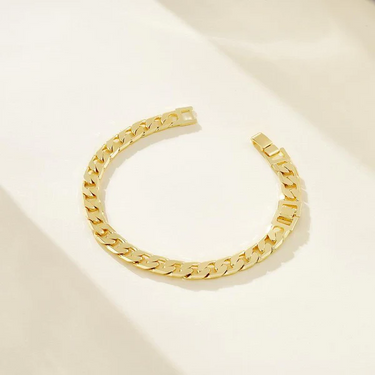 2pc 14k Gold Plated Chunky Link Anklet Set - Brick & Flat Cuban Styles