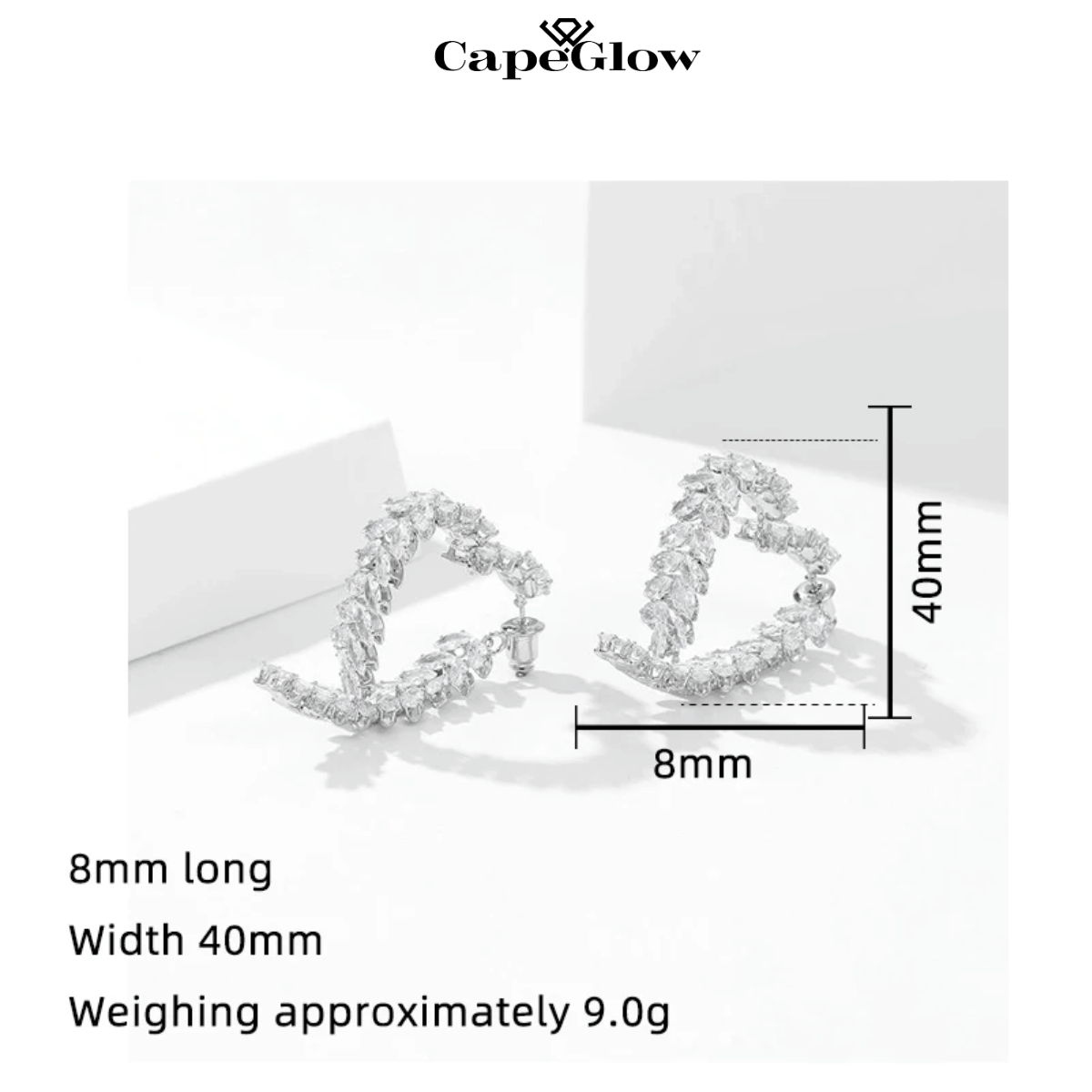 CapeGlow® Amara – Elegant Heart-Shaped Grace Earrings