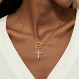 Elegant Diamond Accent Sterling Silver Toggle Cross Necklace - Timeless Faith Jewelry
