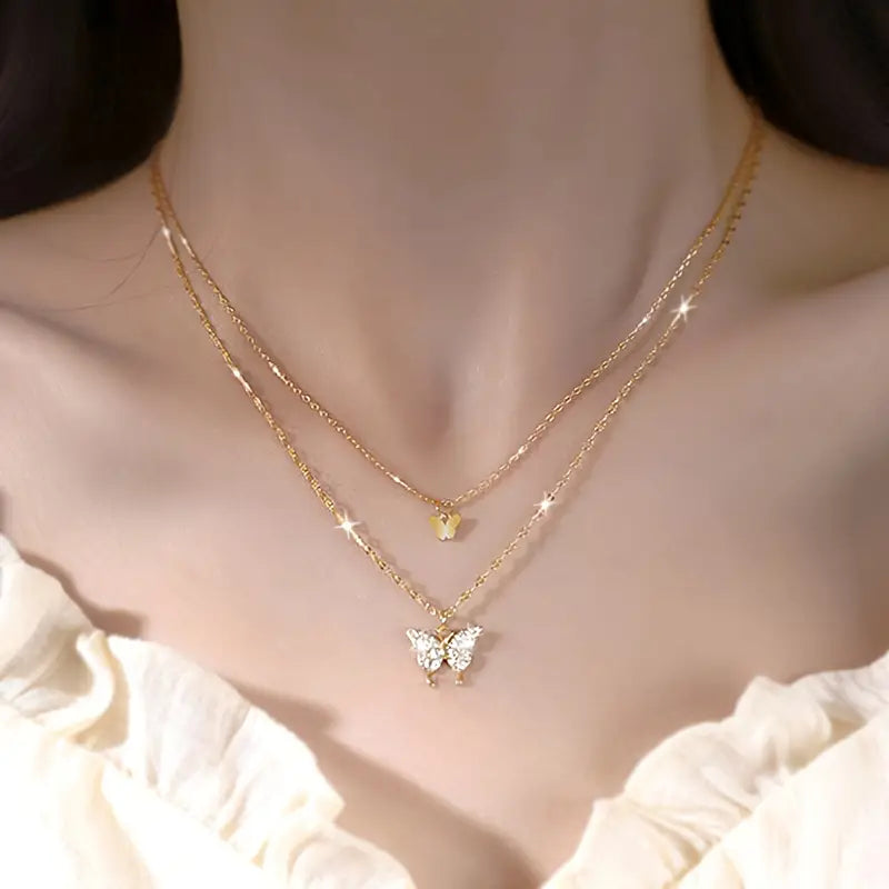 CapeGlow® Lira – Double Layer Butterfly Necklace✨ Capeglow