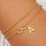 Eternal Bond Infinity Initial Bracelet - Customizable Double-Strand Stainless Steel Jewelry