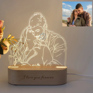 CapeGlow® Personalized 3D Photo Lamp - Custom Engraved Wedding Anniversary Valentine's Gift Night Light