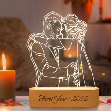 CapeGlow® Personalized 3D Photo Lamp - Custom Engraved Wedding Anniversary Valentine's Gift Night Light