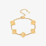 Celine Clover Bracelet - 18K Gold-Plated, Mother of Pearl & Black Enamel
