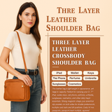 The CapeGlow® Large Capacity Waterproof 3-Layer Crossbody Full Grain Leather Bag Capeglow