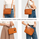 The CapeGlow® Large Capacity Waterproof 3-Layer Crossbody Full Grain Leather Bag Capeglow