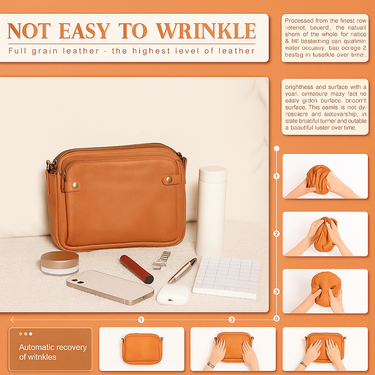 The CapeGlow® Large Capacity Waterproof 3-Layer Crossbody Full Grain Leather Bag Capeglow