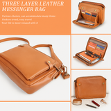 The CapeGlow® Large Capacity Waterproof 3-Layer Crossbody Full Grain Leather Bag Capeglow