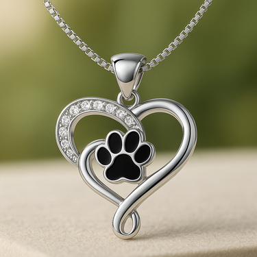 Paw-Print Embrace Heart Pendant