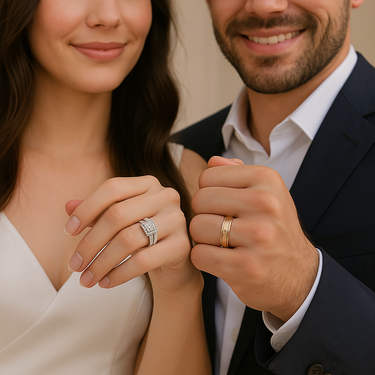 CapeGlow® Lethabo – Royal Bridal & Couple Ring Set 💍 Capeglow