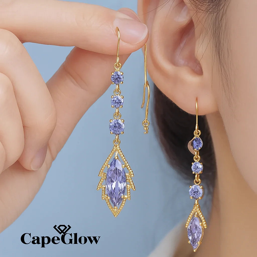 CapeGlow® Zanele – Purple Crystal Tassel Earrings Capeglow