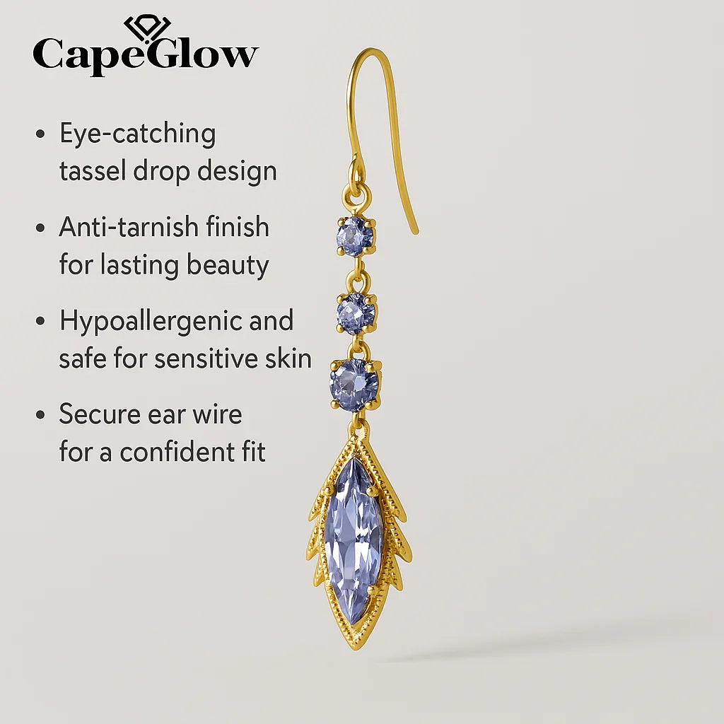 CapeGlow® Zanele – Purple Crystal Tassel Earrings Capeglow