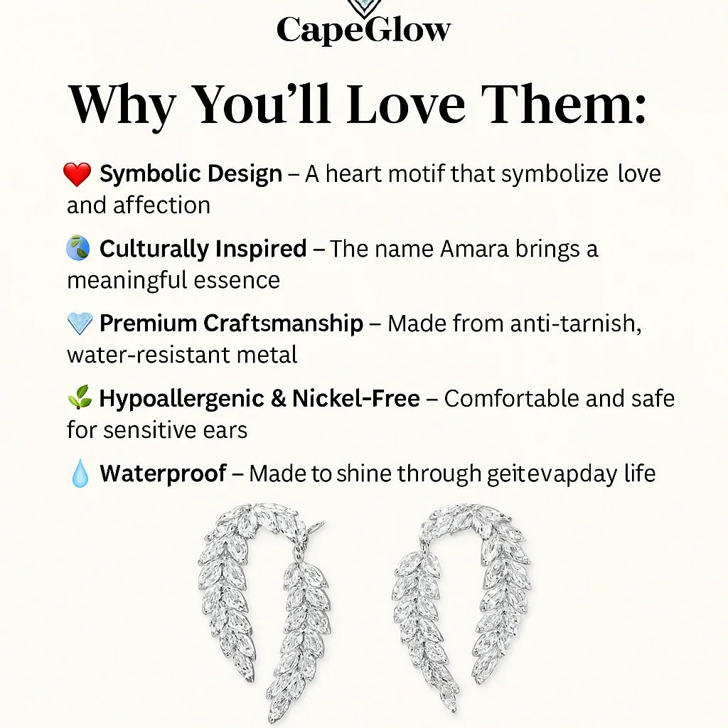 CapeGlow® Amara – Elegant Heart-Shaped Grace Earrings Capeglow