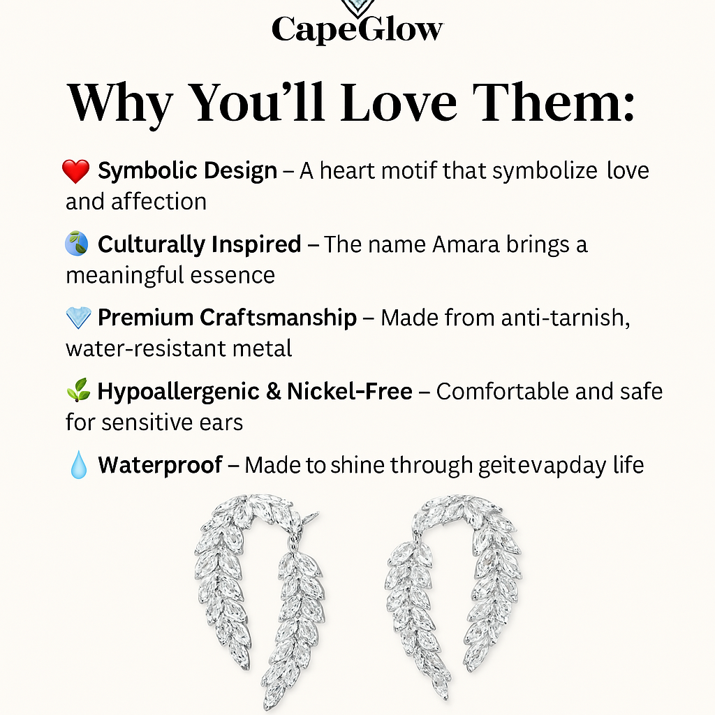 CapeGlow® Amara – Elegant Heart-Shaped Grace Earrings