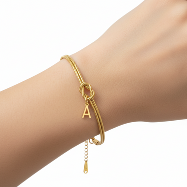 Personalized "Knot" Initial Bracelet - Elegant Adjustable Gold/Silver Stainless Steel Jewelry