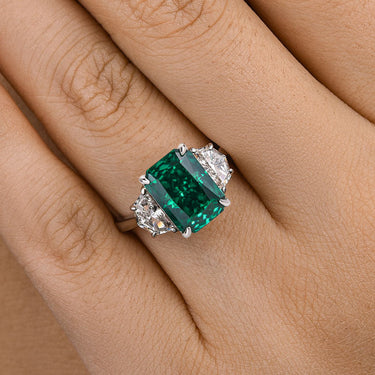Louily Gorgeous Paraiba Tourmaline 5 Ct Radiant Cut Three Stone Engagement Ring