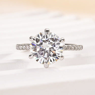 Louily 3.0 Carat Moissanite 6 Prong Round Cut Engagement Ring