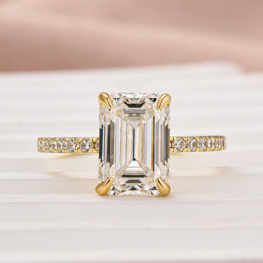 Louily Moissanite 3.5 Carat Emerald Cut Engagement Ring