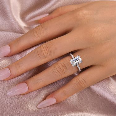 Louily Moissanite 3.5 Carat Emerald Cut Engagement Ring