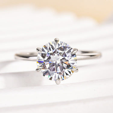 Louily Classic Round Cut Solitaire Engagement Ring In Sterling Silver