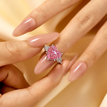 5 Ct Louily Royal Romantic Pink Stone Heart Cut Engagement Ring In Sterling Silver