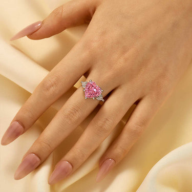 5 Ct Louily Royal Romantic Pink Stone Heart Cut Engagement Ring In Sterling Silver