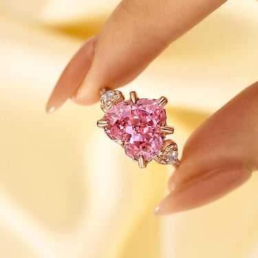 5 Ct Louily Royal Romantic Pink Stone Heart Cut Engagement Ring In Sterling Silver