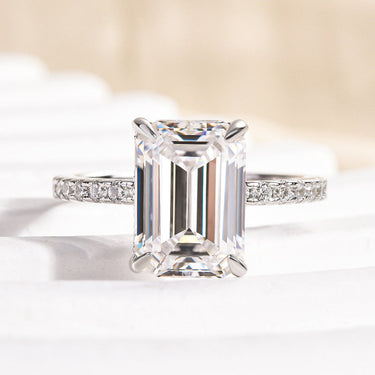 Louily Moissanite 3.5 Carat Emerald Cut Engagement Ring