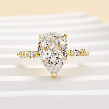 Louily 3 Ct Sparkle Pear Cut Simulated Diamond Engagement Ring In Sterling Silver