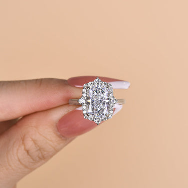 8 Ct Louily Luxurious Three Stone Radiant Cut Wedding Set In Sterling Silver