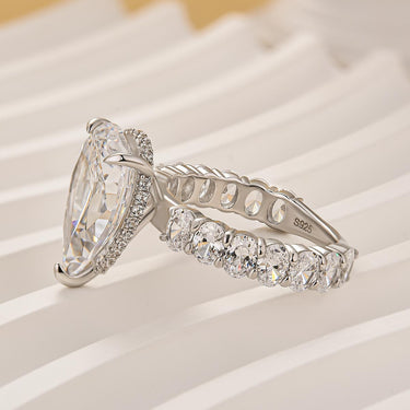 Luxe 5.0Ct Pear Cut Engagement Ring Travel Ring In Sterling Silver