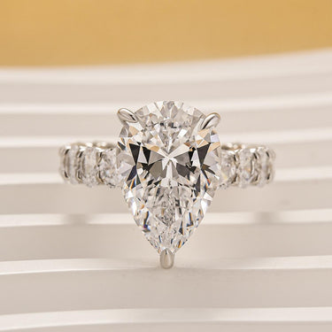 Luxe 5.0Ct Pear Cut Engagement Ring Travel Ring In Sterling Silver