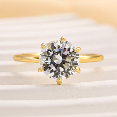 Louily Classic Round Cut Solitaire Engagement Ring In Sterling Silver