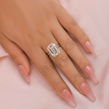 Luxurious 11.5 Carat Emerald Cut Engagement Ring In Sterling Silver