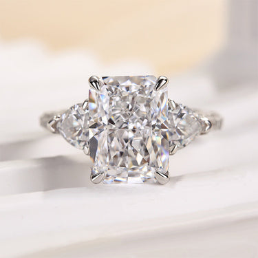 5 Ct Louily Pink Stone Radiant Cut Three Stone Engagement Ring