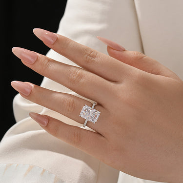 7.0Ct Simulated Diamond Radiant Cut Engagement Ring Promise Rings In Sterling Silver