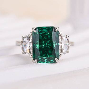 Louily Gorgeous Paraiba Tourmaline 5 Ct Radiant Cut Three Stone Engagement Ring