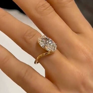 5.5Ct Oval Cut Unique Engagement Ring Travel Rings In Sterling Silver