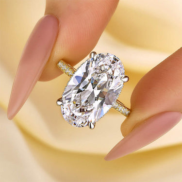 Louily Luxurious Yellow Gold 8.0Ct Oval Cut Engagement Ring In Sterling Silver