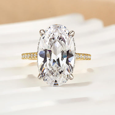 Louily Luxurious Yellow Gold 8.0Ct Oval Cut Engagement Ring In Sterling Silver