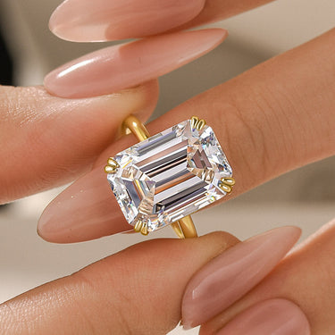 Luxurious 11.5 Carat Emerald Cut Engagement Ring In Sterling Silver