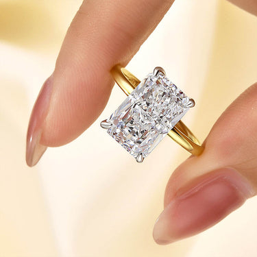 Louily Elegant Radiant Cut Engagement Ring In Sterling Silver