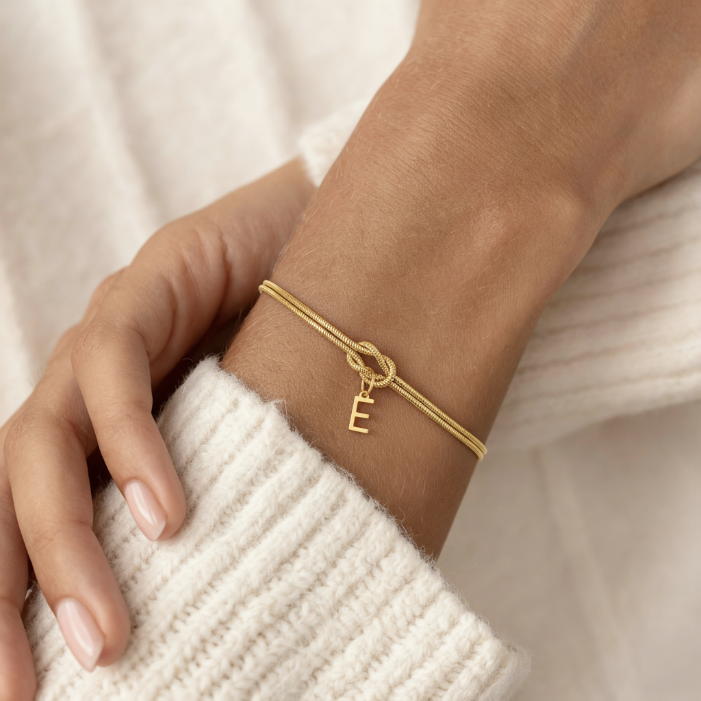 Personalized "Knot" Initial Bracelet - Elegant Adjustable Gold/Silver Stainless Steel Jewelry