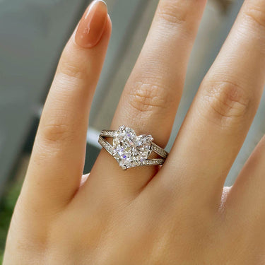Louily Exquisite 5.0 Carat Heart Cut Engagement Ring In Sterling Silver