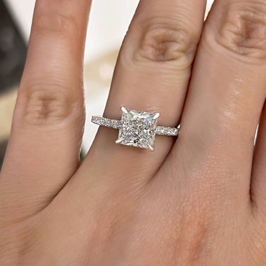 2 Ct Louily Sparkle Square Princess Cut Engagement Ring For Women In Sterling Silver