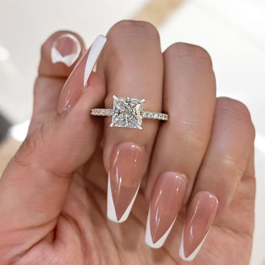 2 Ct Louily Sparkle Square Princess Cut Engagement Ring For Women In Sterling Silver